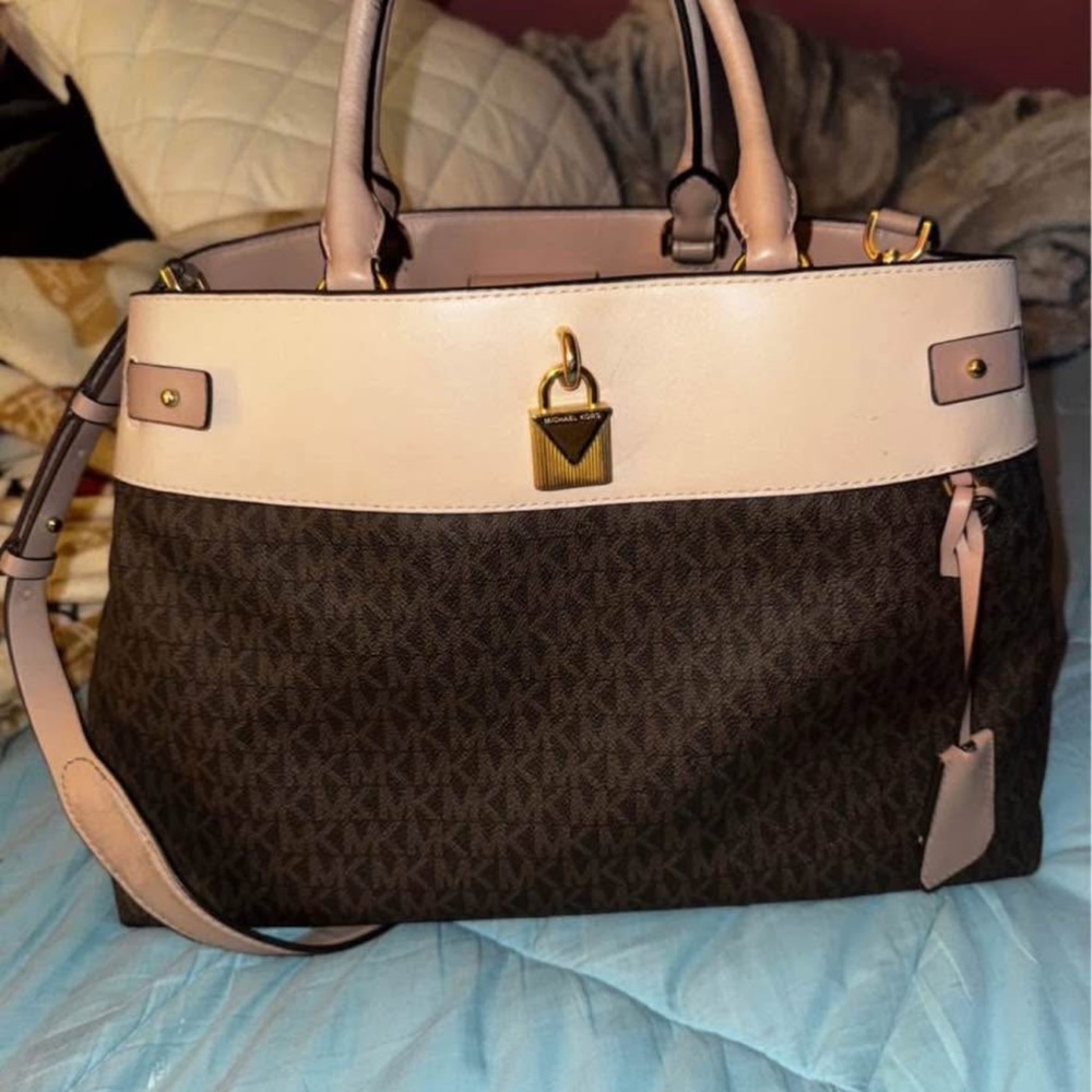 Michael Kors Brown and Pink Tote Bag